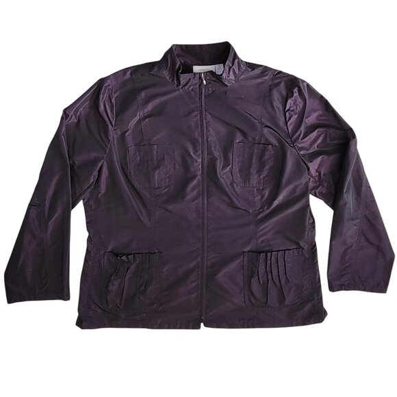 Chico's Purple Rain Windbreaker Track Jacket Metallic Size 3 (US XL 16) - Picture 8 of 11